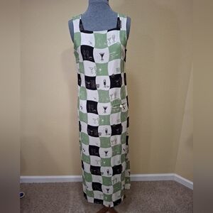Weekend Traffic Dress VTG 90's Y2K Tiki Print Retro Maxi Linen Blend